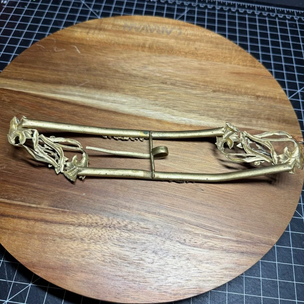 Vintage Art Nouveau Brass Floral Sash Buckle Ornate Lily Rose Edwardian Style